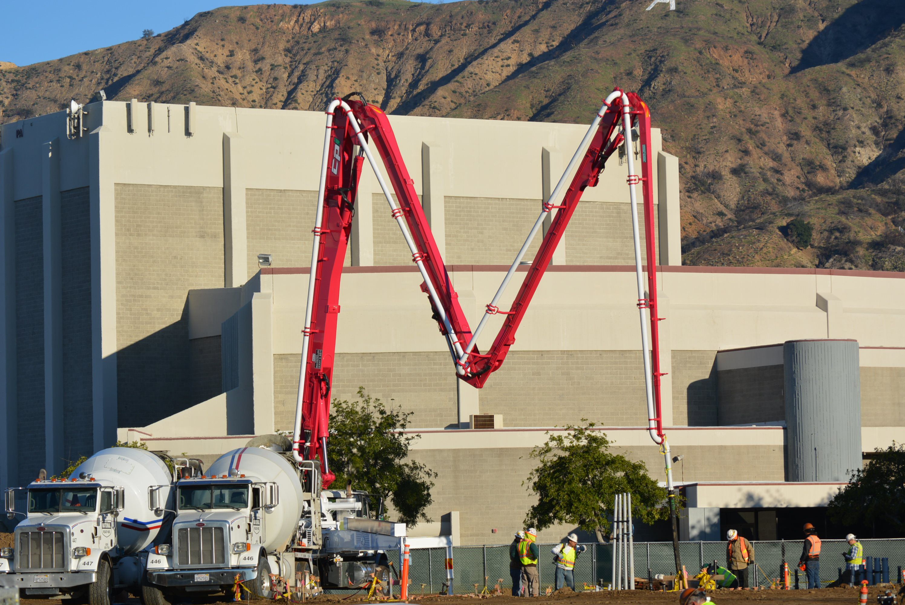 Temporary project photo: concrete pumping at a construction site